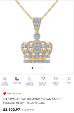3/4 CTW NATURAL DIAMOND CROWN 18-INCH PENDANT IN 10KT YELLOW GOLD