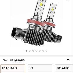 H11 H8 H9 LED Headlight Bulbs 12000 Lumens 300% Brighter Cool White 6500K CSP Chips Fanless Conversion Kit, of 2