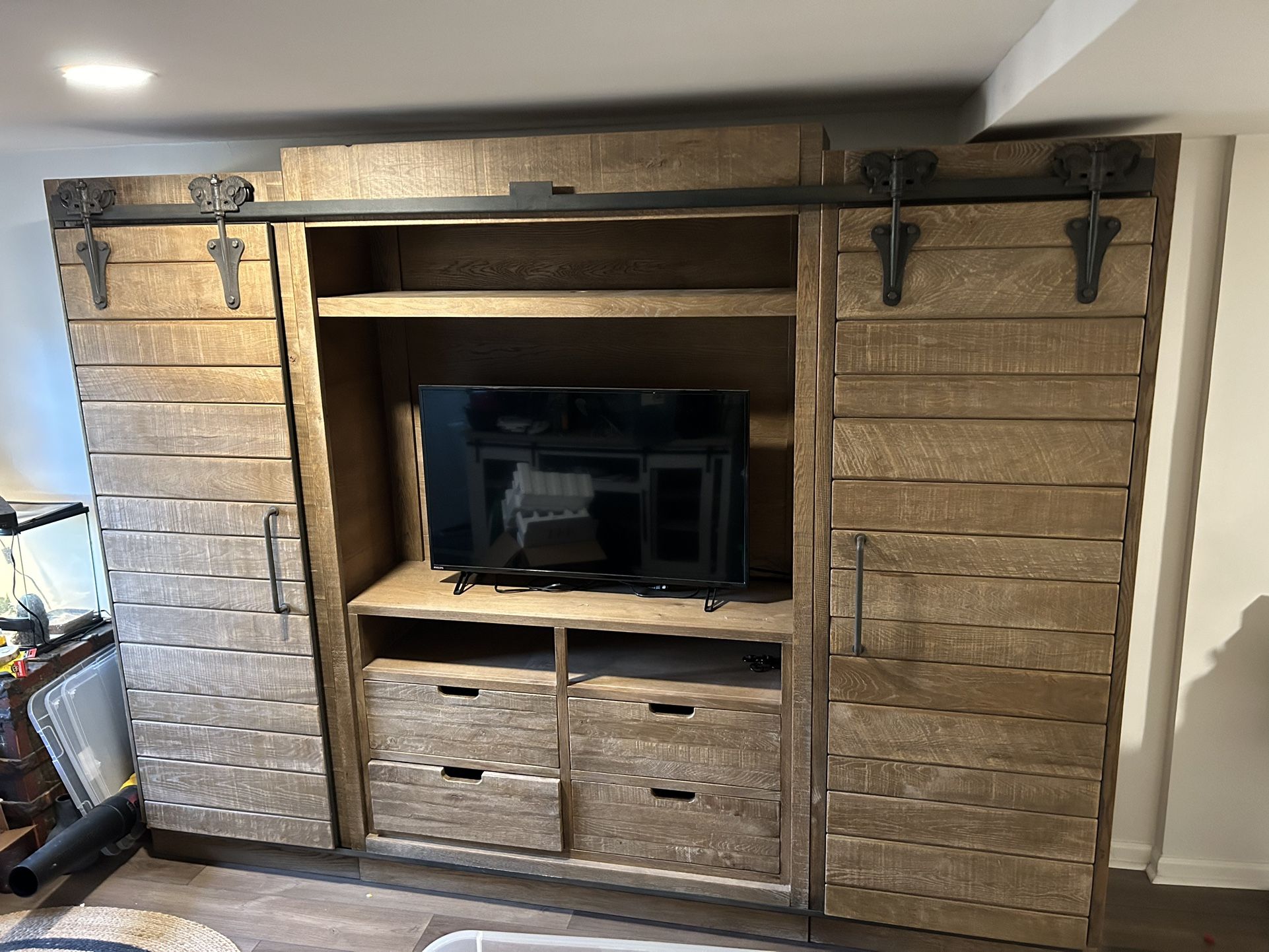 Brown Stained Rustic Armoire