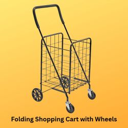 New, Utility Shopping Cart with Wheels: Ideal for Groceries and Laundry