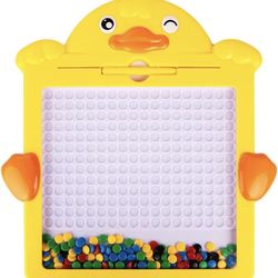 Magnetic Drawing Board for Kids & Toddlers 1-6 Years, Doodle Board with Magnetic Pen and Colourful Beads for Kids, Magnetic Dot Art, Travel Toys for 1