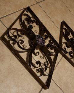 X2 XL LARGE 21" METAL 3D FLORAL FLOWER DIAMOND FILIGREE SCROLL ACCENT WALL PLAQUE DECOR ART