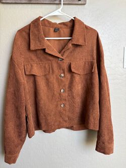 SHEIN Rust Corduroy Button-Up Jacket