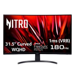 Acer - Nitro Gaming  31.5” Curved WQHD 180Hz 1ms FreeSync Premium Gaming  Monitor - Black 