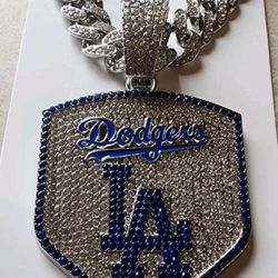 New LA Dodgers Baseball ⚾️ 💙 Iced Chain Necklace 20" Or 24" See All 12 Pics 4 More Sold Separately SHIPPING AVAILABLE
