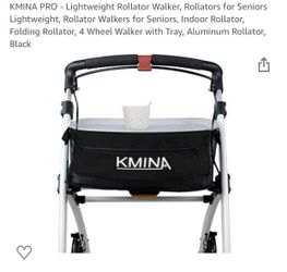 KMINA PRO - Lightweight Rollator Walker, Rollators for Seniors Lightweight, Rollator Walkers for Seniors, Indoor Rollator, Folding Rollator, 4 Wheel W