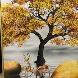 Wall Painting /Living Room Framed Wall Art - Decorative Painting Printed w/Crystal Porcelain Panel