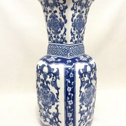 Blue and white porcelain vase Large 15.5” Tall 