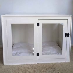 COCY large white indoor dog kennel with soft cushion locking seethrough gate and ventilation windows