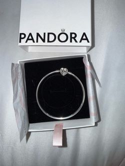 Pandora Silver Bangle Bracelet with Heart Clasp