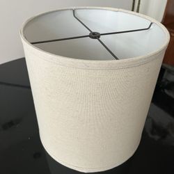 Beige Textured Lampshade With Black Metal Hardware 