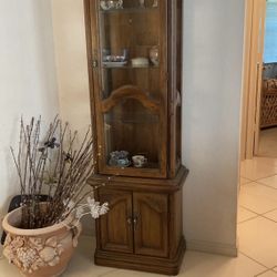 Vintage Brown China Cabinet - Excellent Condition- 18”x 13” x 72” - ONLY $150