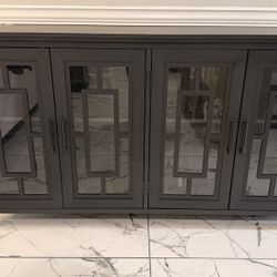 63.2" Large Black Sideboard Buffet Cabinet With 4 doors Storage