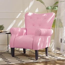 Mid Century Wingback Arm Chair,Modern Upholstered Fabric High Back Accent Chair with Wood Legs,Upholstered Single Sofa Club Chair for Living Room, Bed