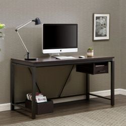 Sunjoy 58 Brown Wood Finish Writing Study Laptop Computer Desk Home Office Workstation