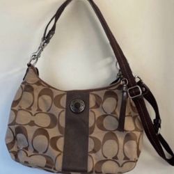 New $298 Coach Logo Hobo Brown Handbag Purse Adjustable Strap