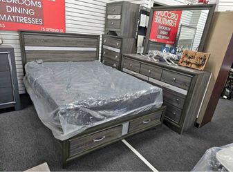 Gray Wood Bedroom Set with Storage