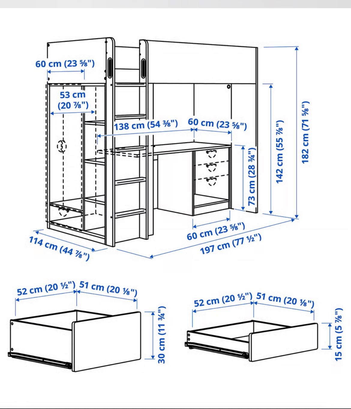 Twin Bunk Bed & Desk combo