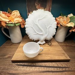 Hazel Atlas Apple Orchard Milk Glass Snack Vintage