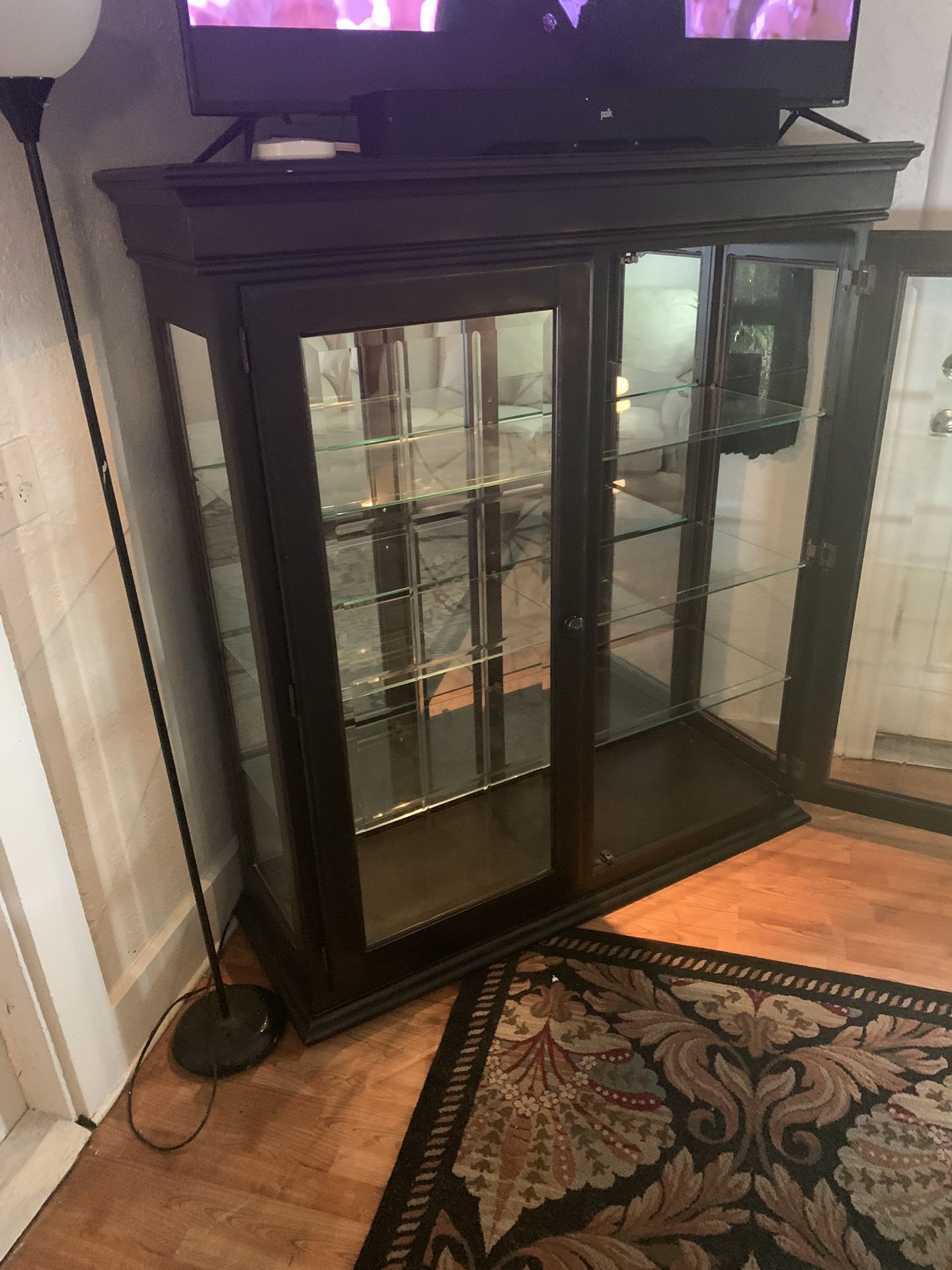 Black Wood And Glass China Cabinet 