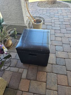 Black Faux Leather Storage Ottoman