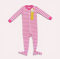 NWT Primary Pink & White Striped Footed One-Piece, Size 12-18M, MSRP $16.50