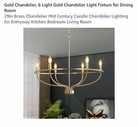 30” gold chandelier 6 light