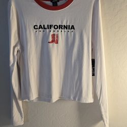 NWT Girl's Justify Red & White Long Sleeved California Top