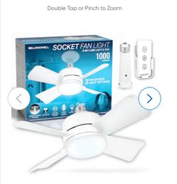 Bell + Howell socket fan W light/remote W socket extensions