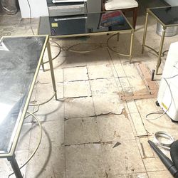 Gold coffee table set (included End Table / console table / coffee table) For Sale