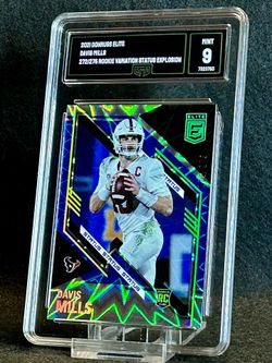 2021 Donruss Elite 💥 Davis Mills 💥 Rookie Variation Status Explosion 272/275 GMA 9 Mint 💎 - Houston Texans
