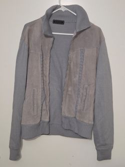 Vtg 70s 80s Saxony Leather Knit Zip Jacket Mens Large *see Pics PEN marks