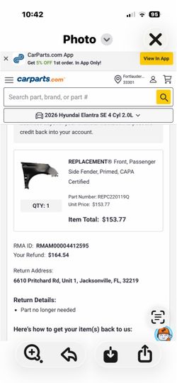 Front passenger side fender
