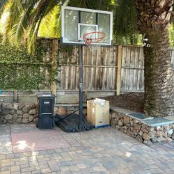 Freestanding basketball goal. Adjustable to 10 feet with weighted base.