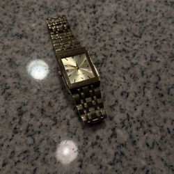 Bulova Gold-Tone Rectangular Watch – Works, Worn Condition