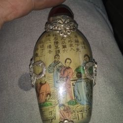  Befor .. 1900s Snuff Bottle.  Miao.silver.hand Painted .real Thing. ..  