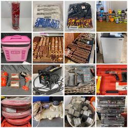Resale lot - Vintage Antique items, decor, tools, homegoods & construction materials. Milwaukee, snap on, craftsman, Plumbing copper & Propress, yeti,