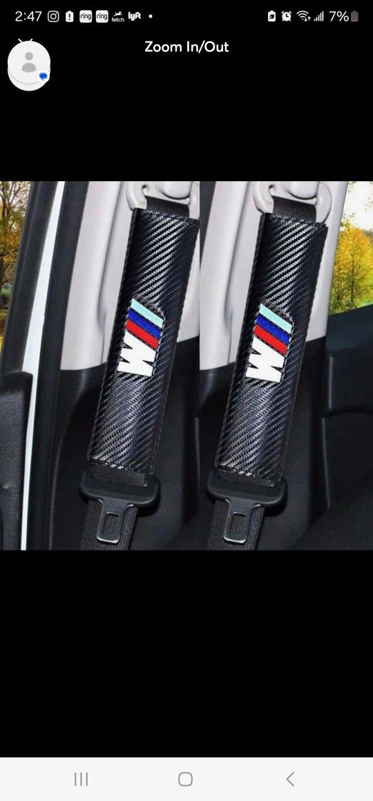BMW Carbon Seat Belt Covers.   Door Projector Logo Lights and Rim Caps Available Etc