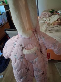 Baby Girl Pink Quilted Snowsuit with Hood