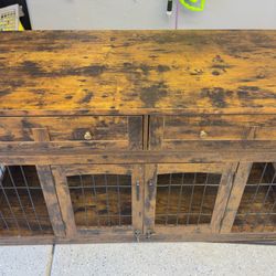 Rustic Style Dog Crate Cabinet