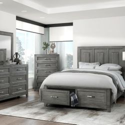 4 PC SET  1 QB+ 1 DR + 1 MR + 1 NS +  NEW IN BOX (MATTRESS AND CHEST SOLD SEPARATELY)