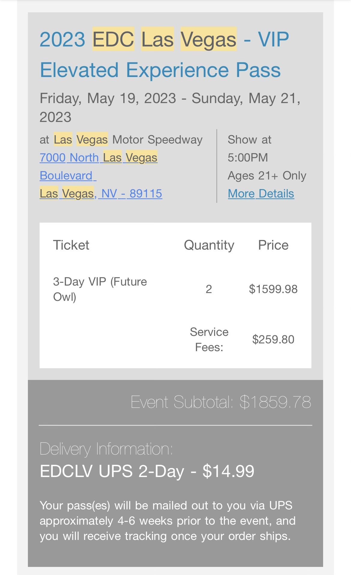 **2 2023 VIP EDC TICKETS**