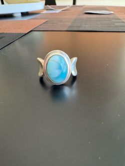 Marahlago Retired Sterling Silver Larimar Ring Size 9 Heavy
