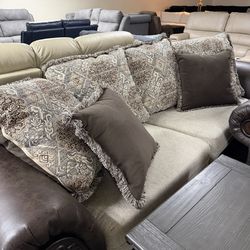 Gorgeous Detailed Brown Unique Couch Set - Sofa - Loveseat - Accent Chair - SAME DAY DELIVERY - NO CREDIT NEEDED