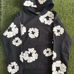 Denim Tears Black and White Cotton Wreath Hoodie Size Medium