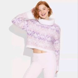 Women's Turtleneck Pullover Holiday Sweater - Wild Fable Pink/Purple Fair Size M