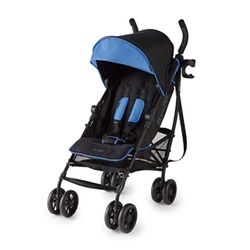 Summer 3Dlite+ Convenience Stroller, Blue/Matte Black – Lightweight Umbrella Stroller With Oversized