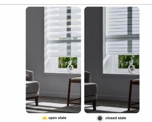 New White Persilux Zebra Blinds Cordless, Zebra Roller Shades for Windows (61" W × 72" H, White) Light Filtering Day and Night Window Drapes Sheer Sha