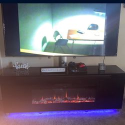 75 Inch With Fireplace TV Stand With Bluetooth Speaker 