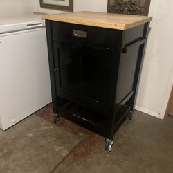 Butcher Block Storage Wood Block Rolling Kitchen Cart Heavy Duty